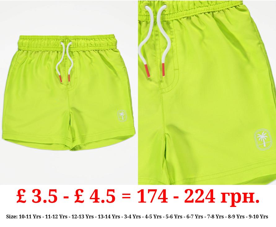Lime Green Palm Tree Swim Shorts