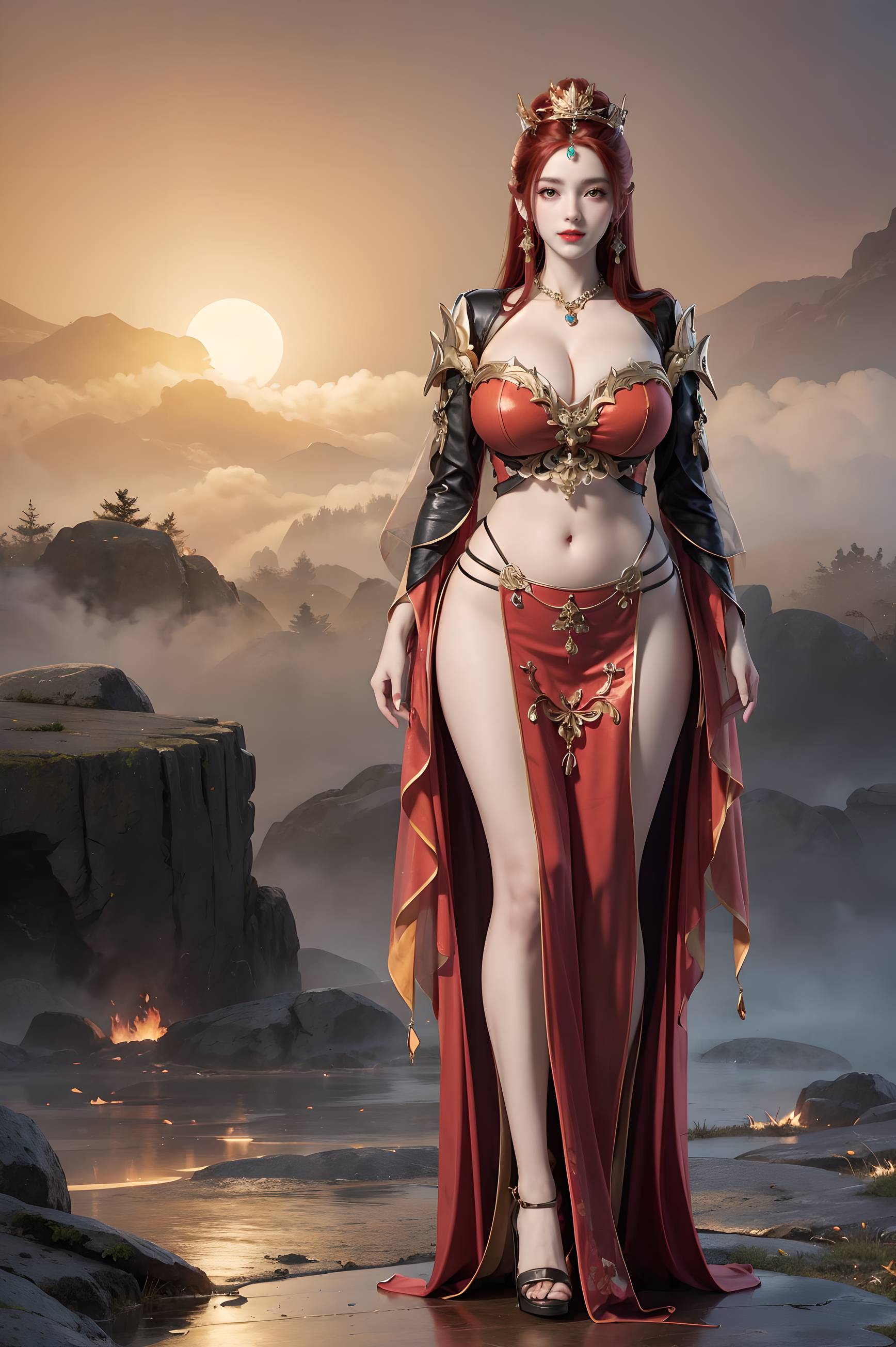 图片[55]-完美世界-曼珠沙华 户外红色礼服-六色网