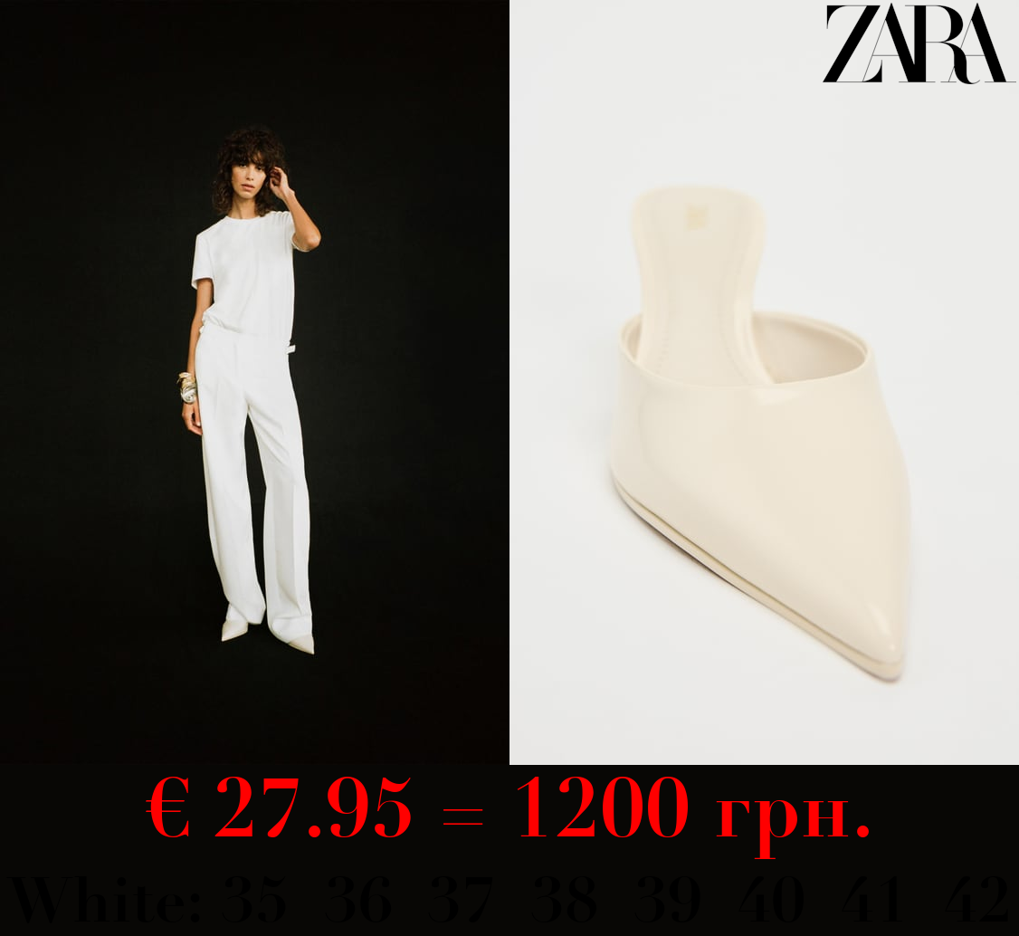 PATENT FINISH HEELED MULES