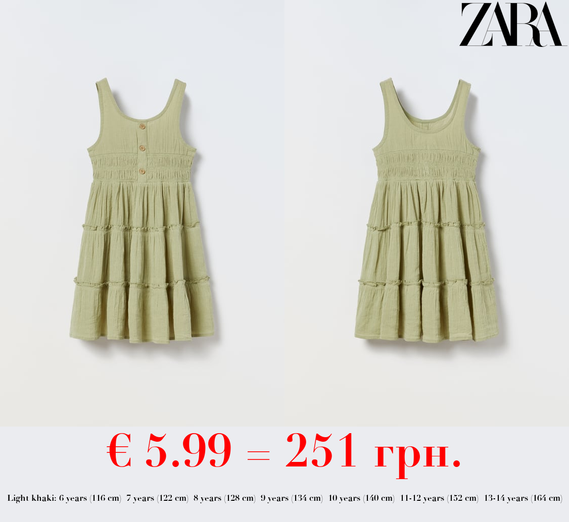 LINEN BLEND TIERED DRESS