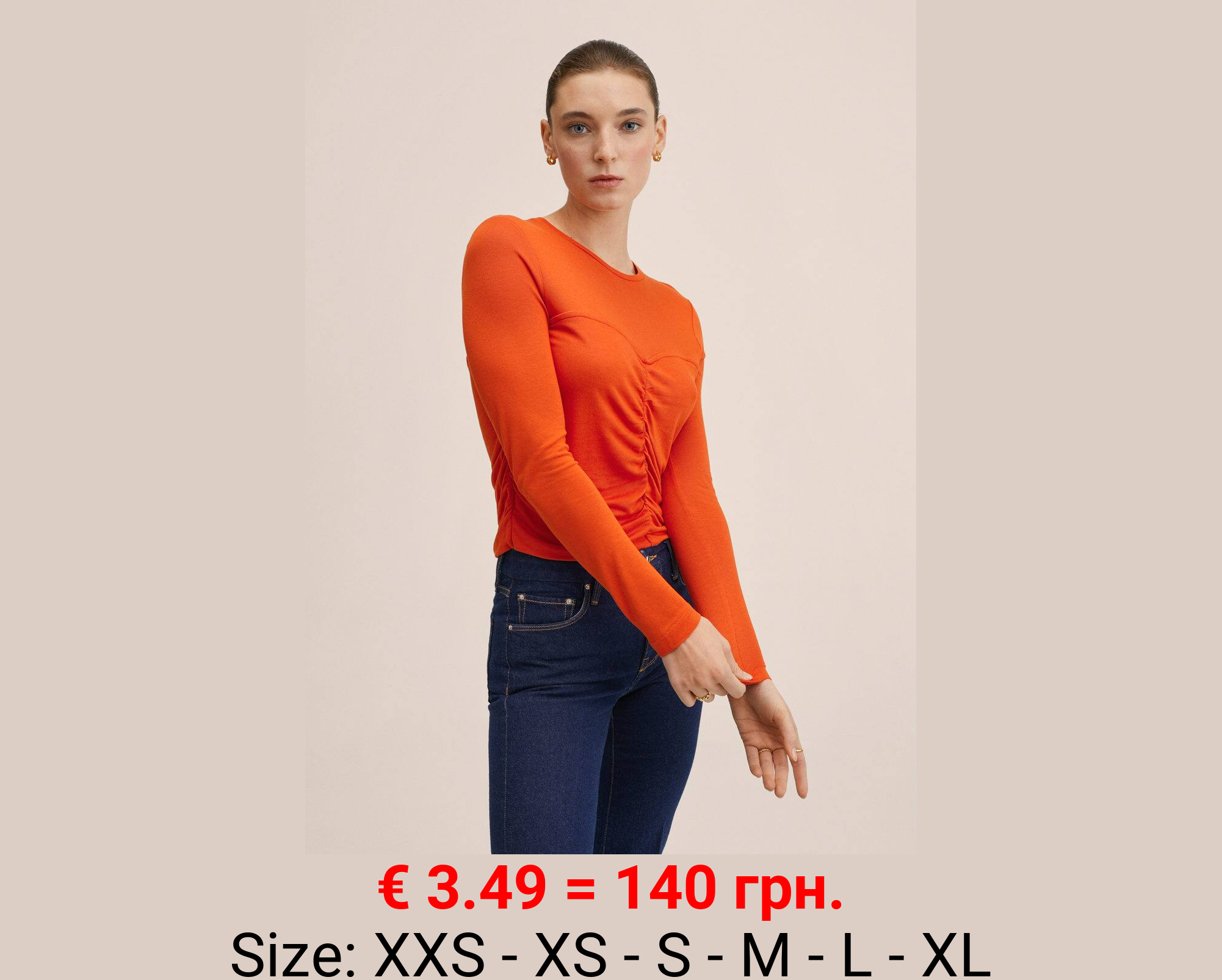 Camiseta fruncido manga larga