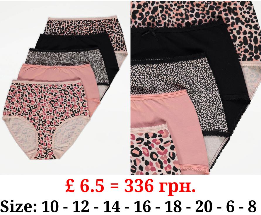 Animal Print Full Briefs 5 Pack