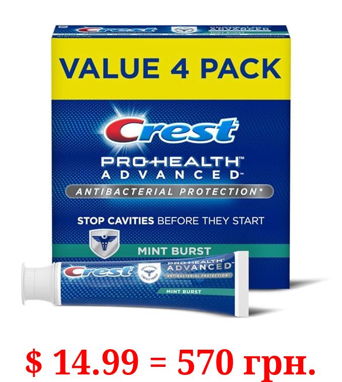 Crest Pro-Health Advanced Antibacterial Protection Toothpaste, Mint Burst, 5 Oz (Pack of 4)