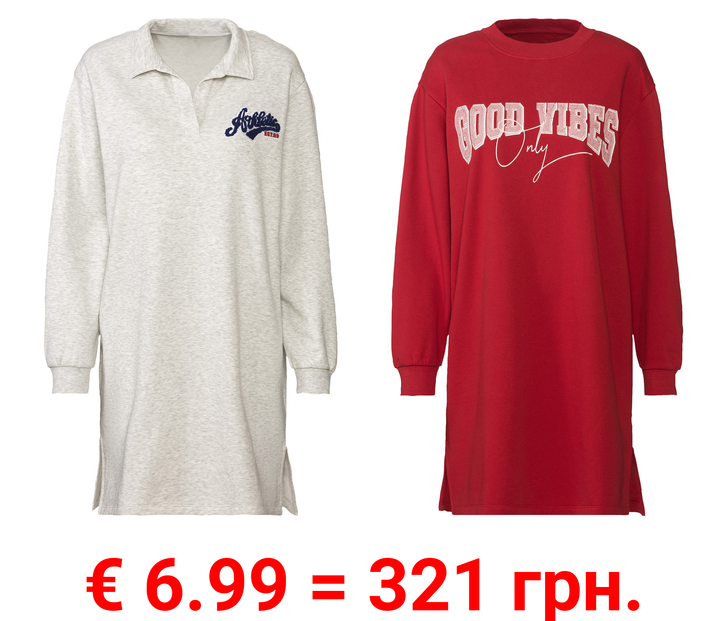 esmara® Damen Sweatkleid mit seitlichen Schlitzen