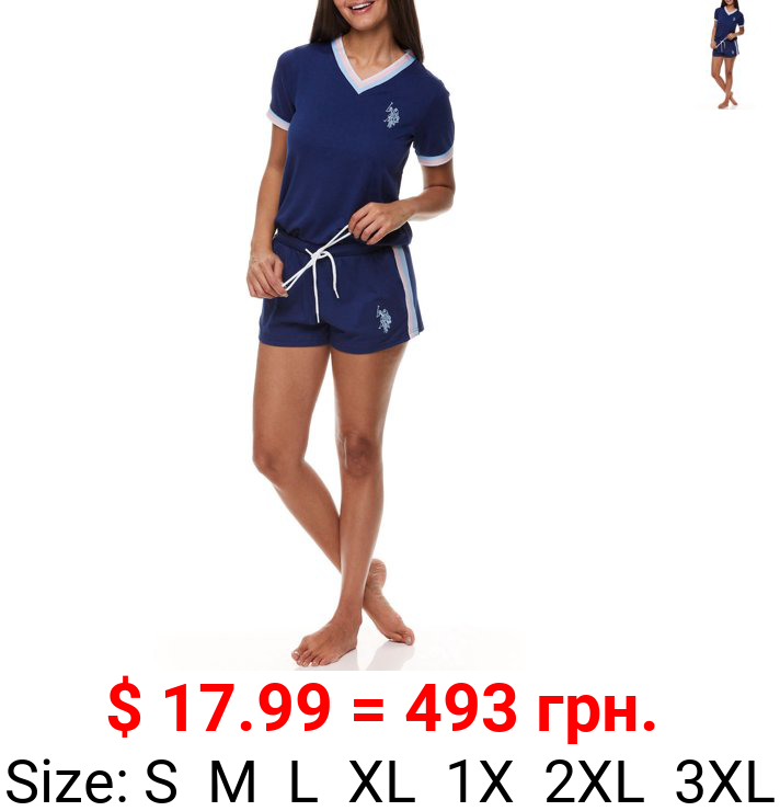 U.S. Polo Assn. Women's & Women's Plus 2pc Short Sleeve Lounge Pajama Sleep Set