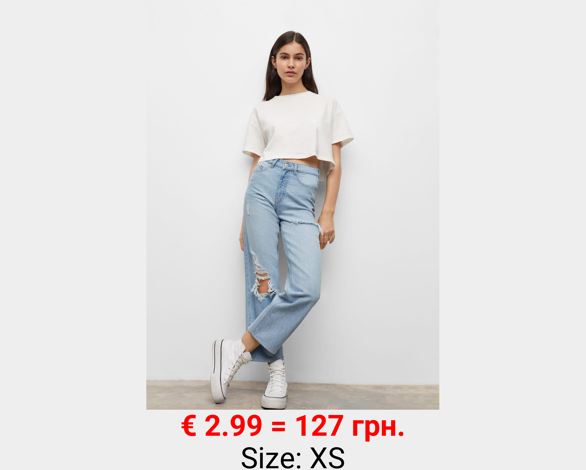 Jeans straight-fit rotos decorativos 