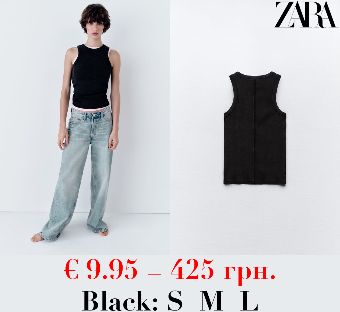 FADED-EFFECT RIB T-SHIRT