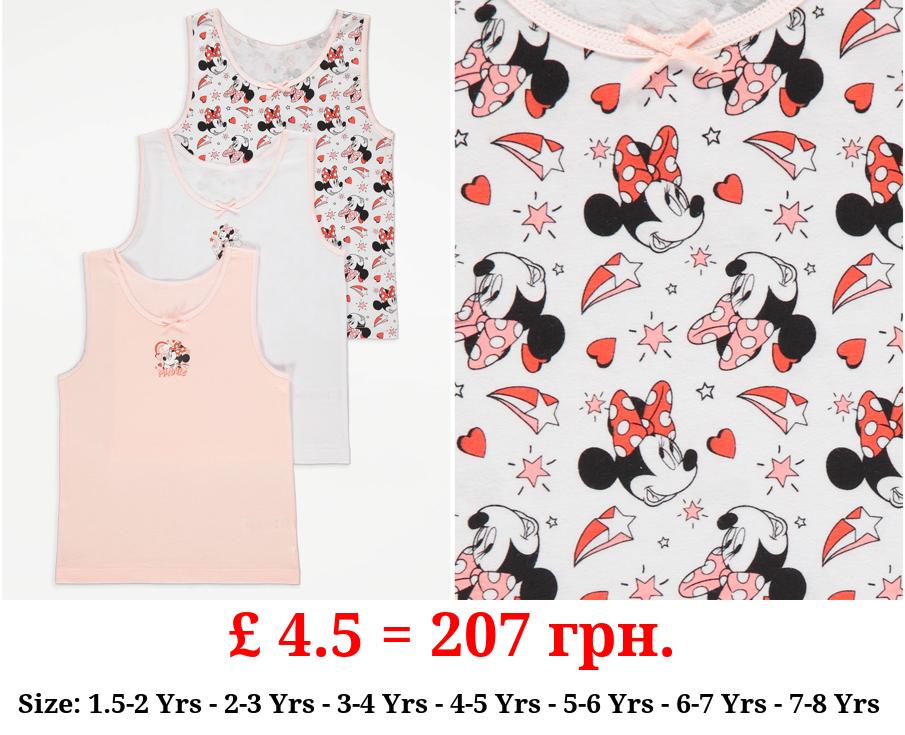 Disney Minnie Mouse Character Pink Vests 3 Pack