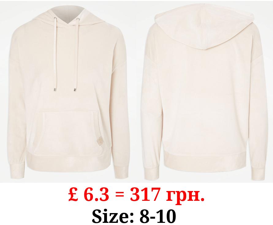 Cream Velour Loungewear Hoodie