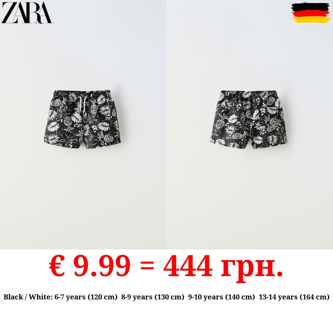 6-14 YEARS/ LEAF PRINT SWIM SHORTS