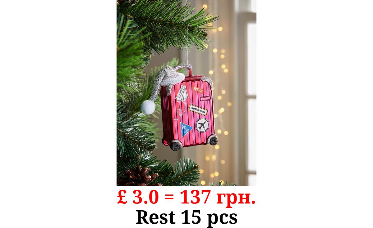 Christmas Pink Suitcase Bauble