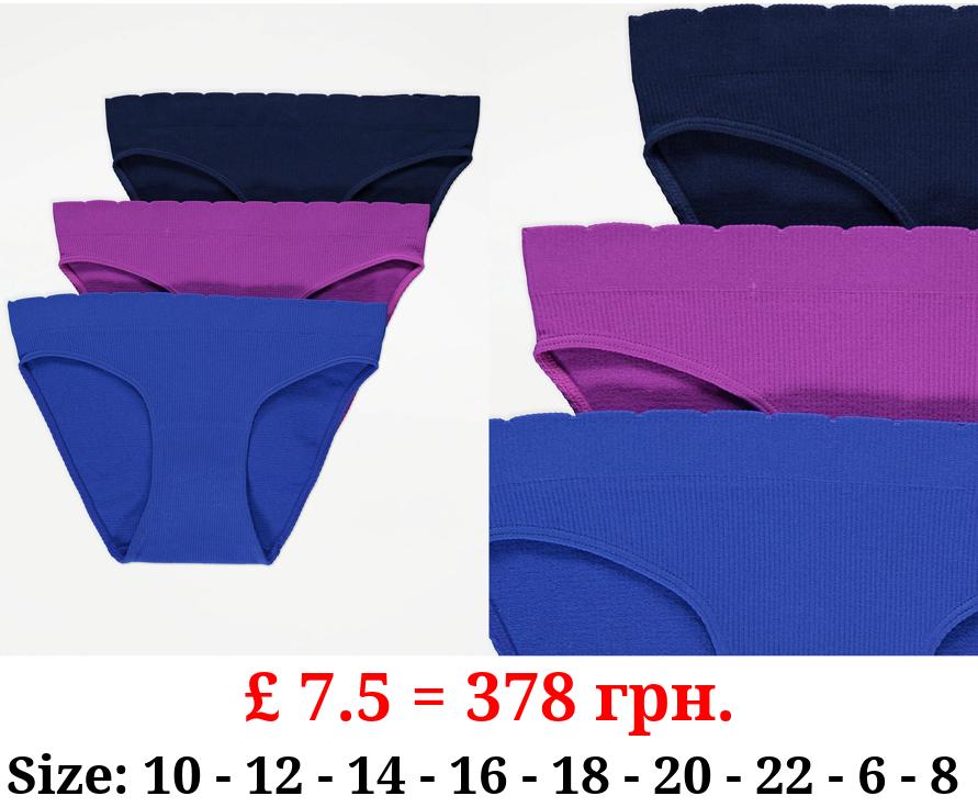 Ribbed Seam Free Comfort High Leg Knickers 3 Pack
