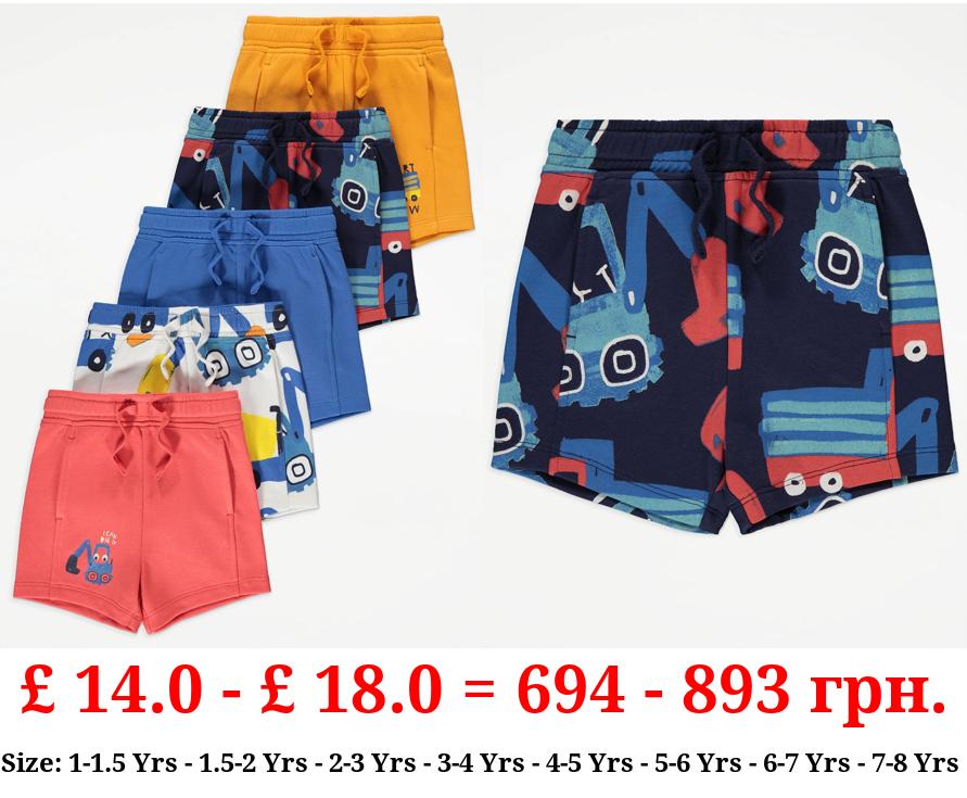 Digger Truck Sweat Shorts 5 Pack