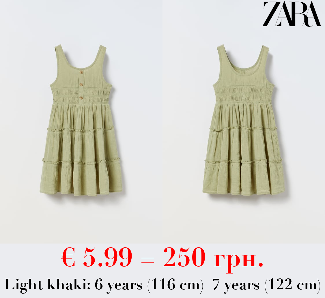 LINEN BLEND TIERED DRESS