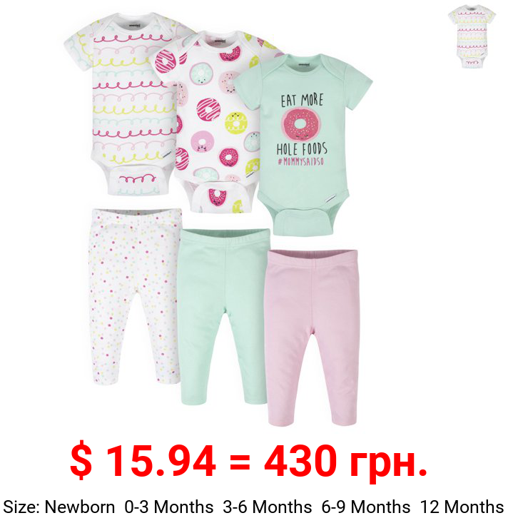 Onesies® Brand Baby Girls Bodysuits & Pants Set, 6-Piece