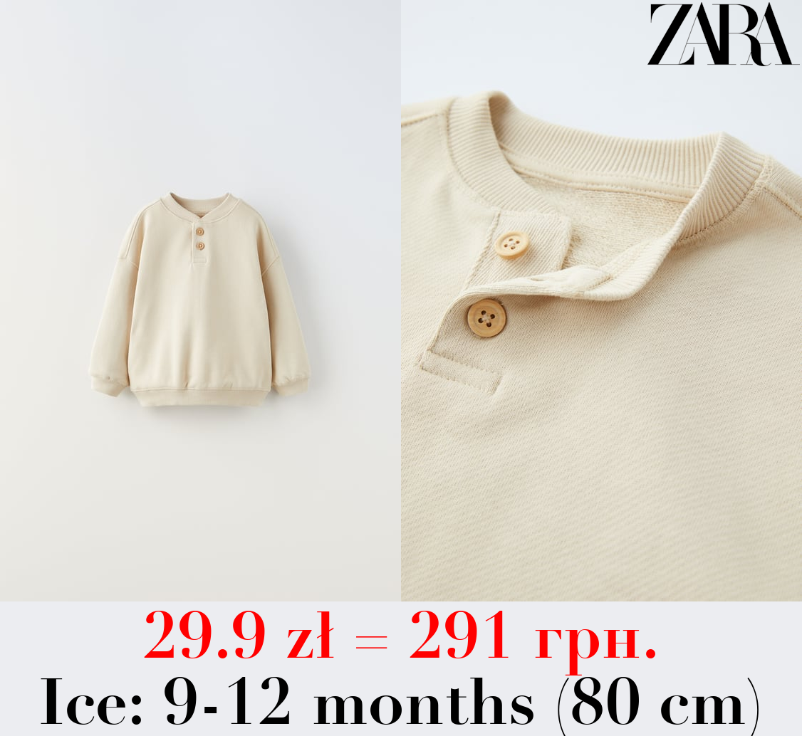 HENLEY SWEATSHIRT WITH BUTTONS