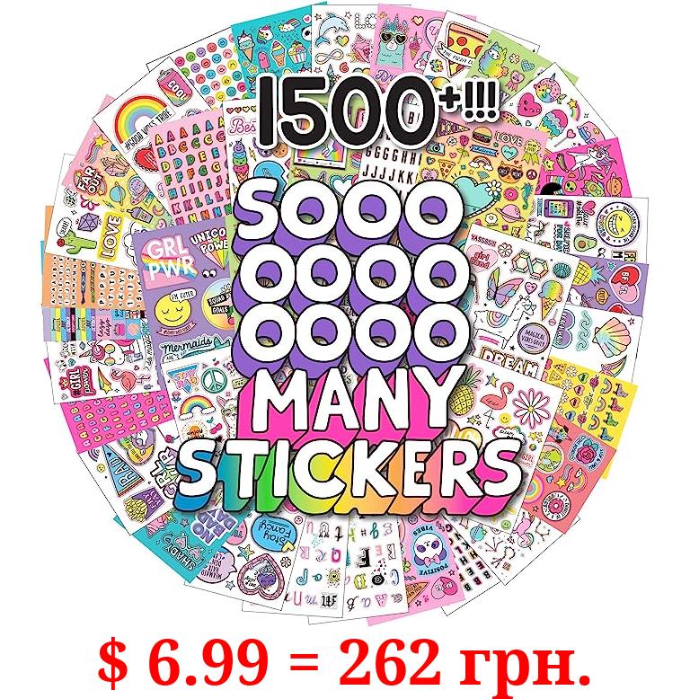 Just My Style 1500+ Stickers, Kawaii Y2K Sticker Book with Positivity Quotes, Sweet Treats, Unicorns, Fun Craft Stickers, for Girls Kids Teens Adults