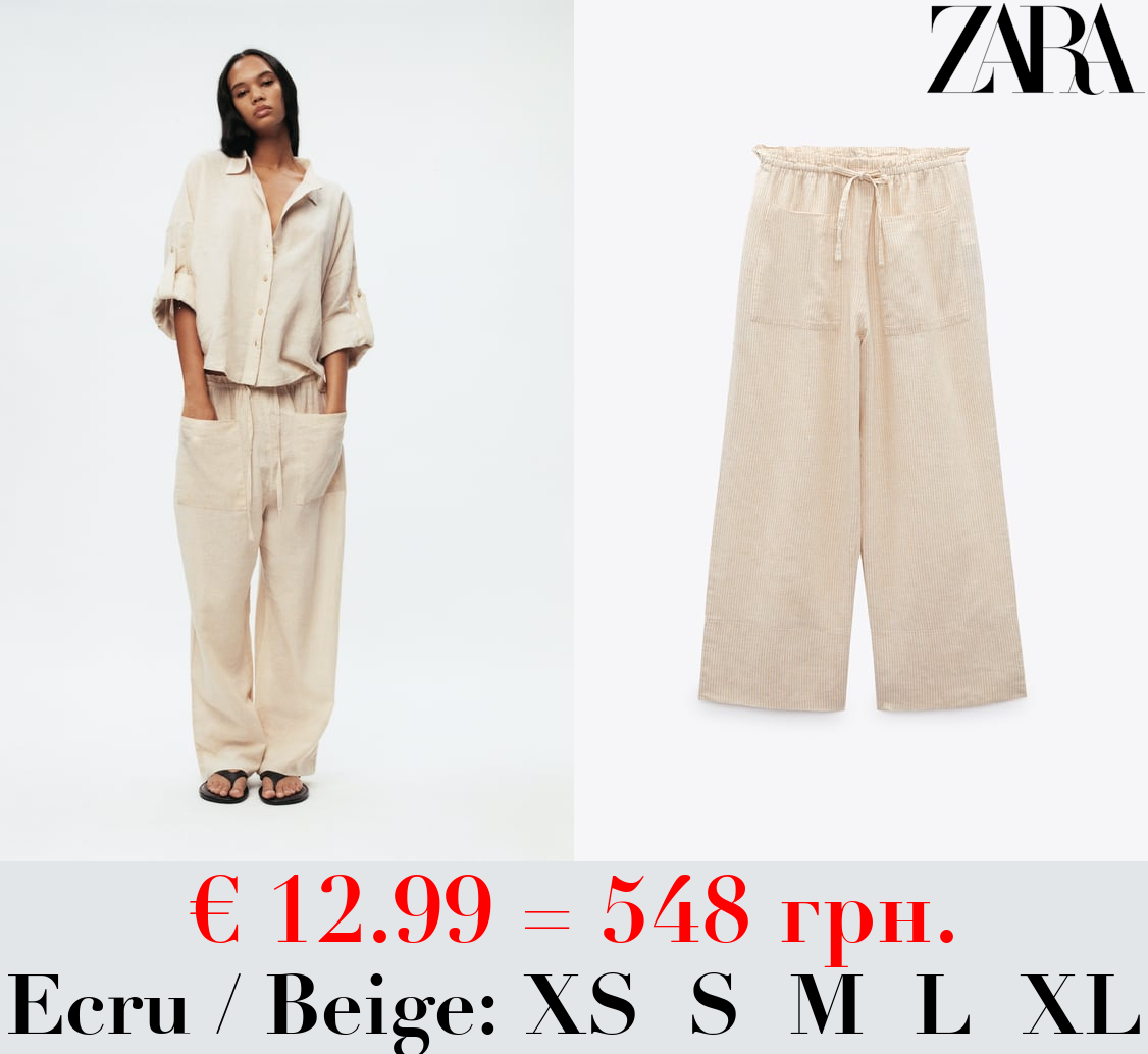 LINEN BLEND TROUSERS WITH POCKETS