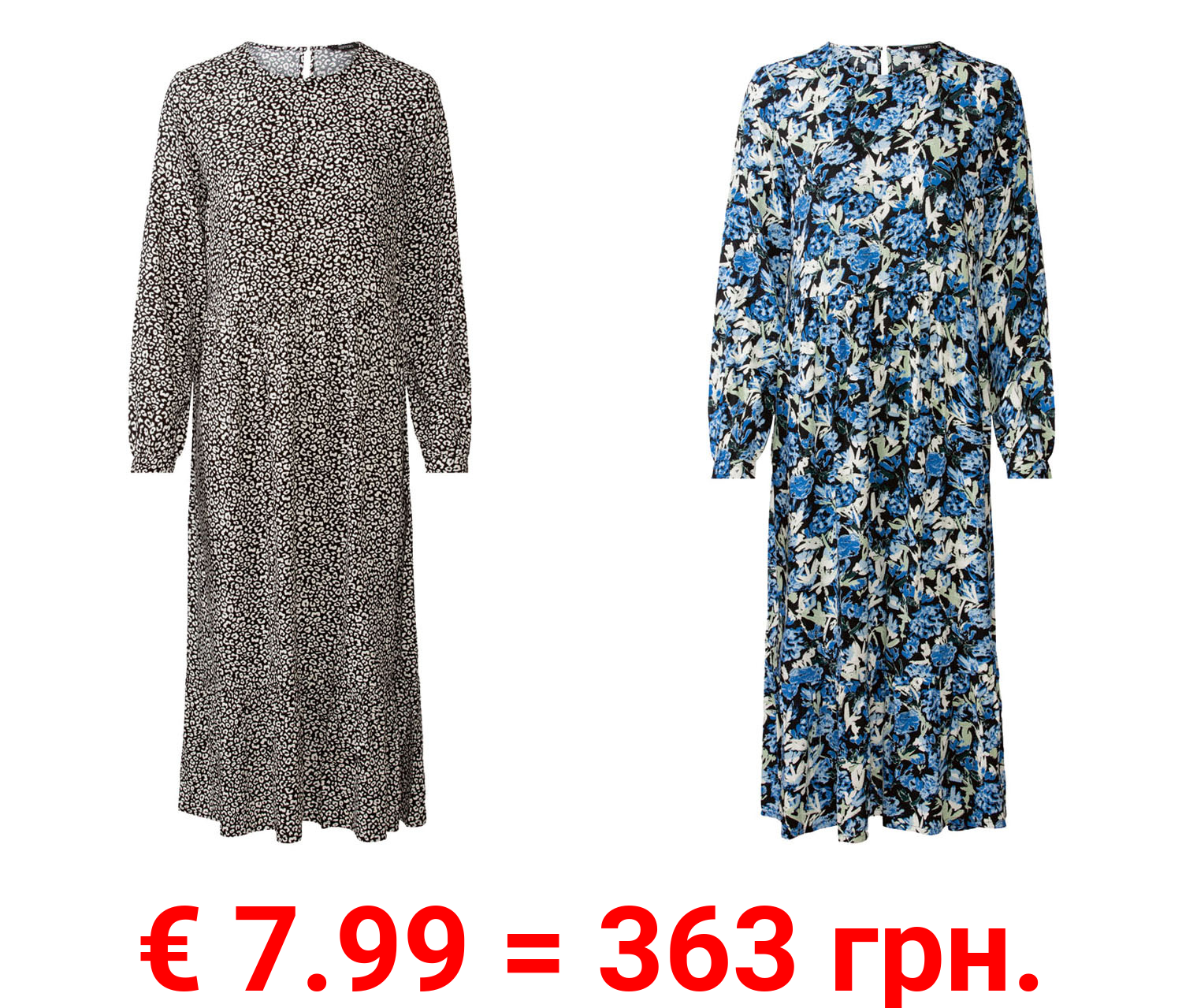 esmara® Damen Midikleid mit Volant am Rock