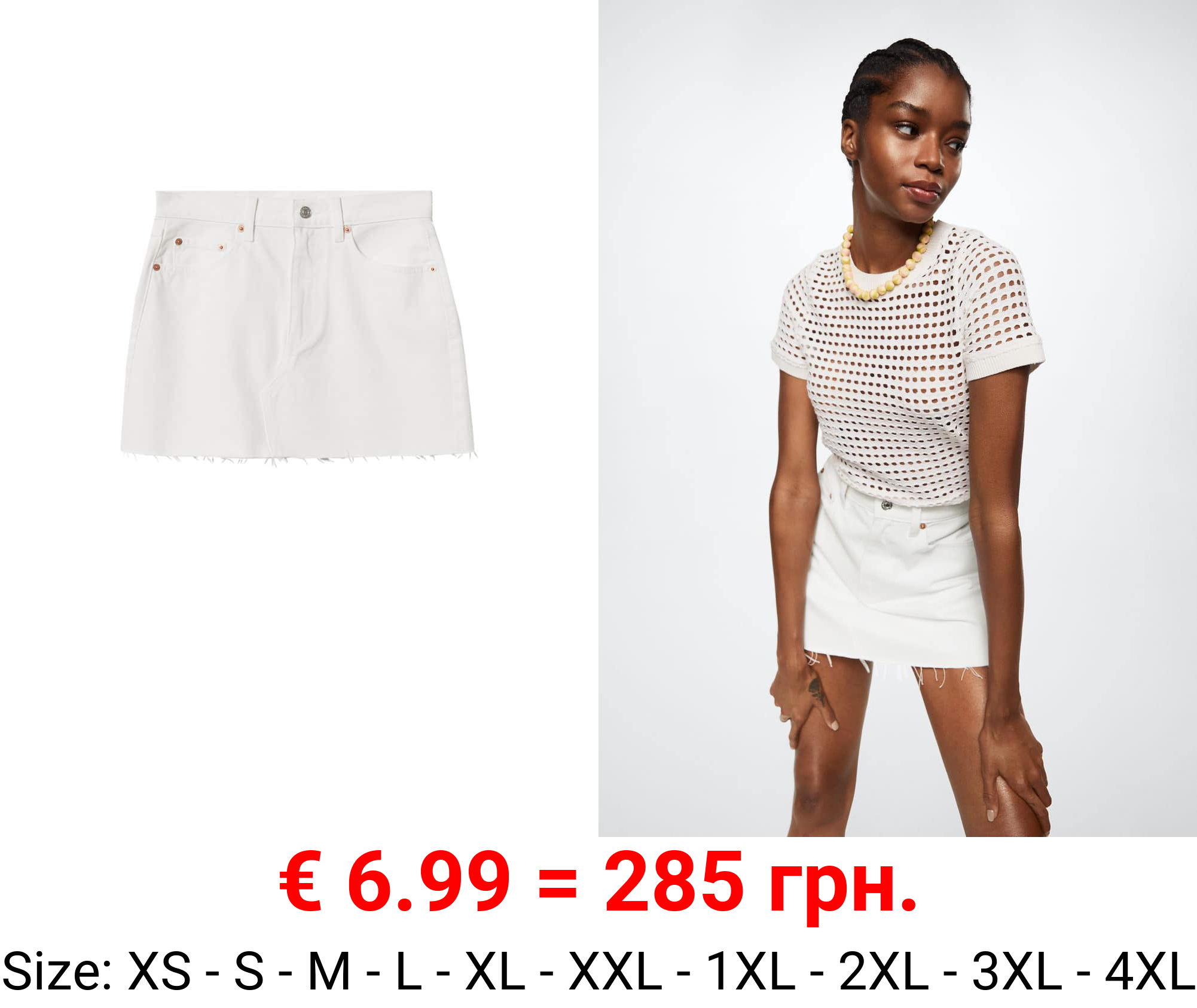 minifalda vaquera bajo deshilachado