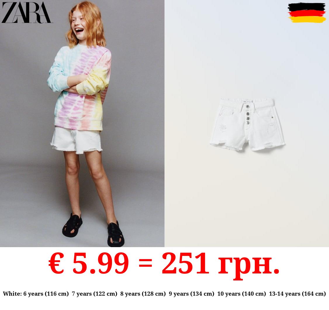 FRAYED DENIM BERMUDA SHORTS