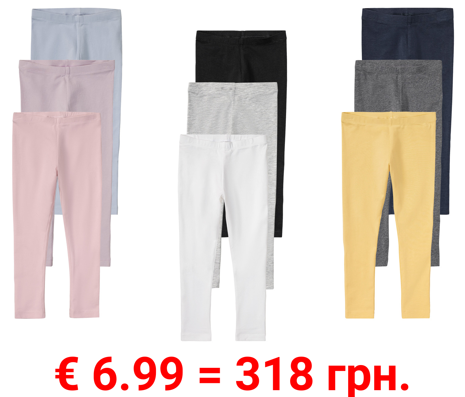 lupilu® Kinder Leggings, 3 Stück, mit bequemem Gummizugbund