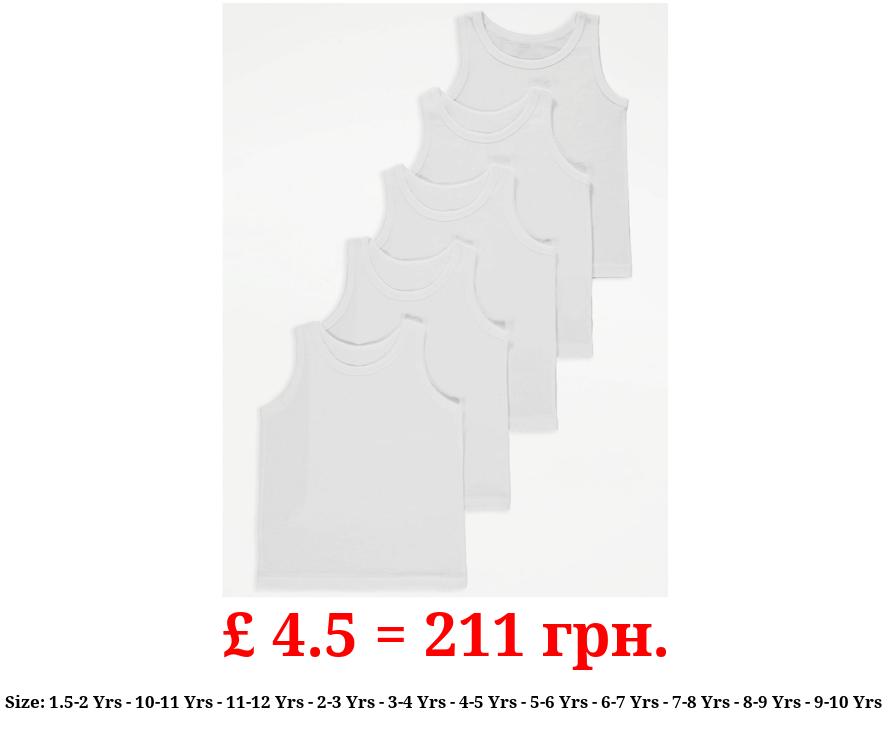Plain White Vests 5 Pack