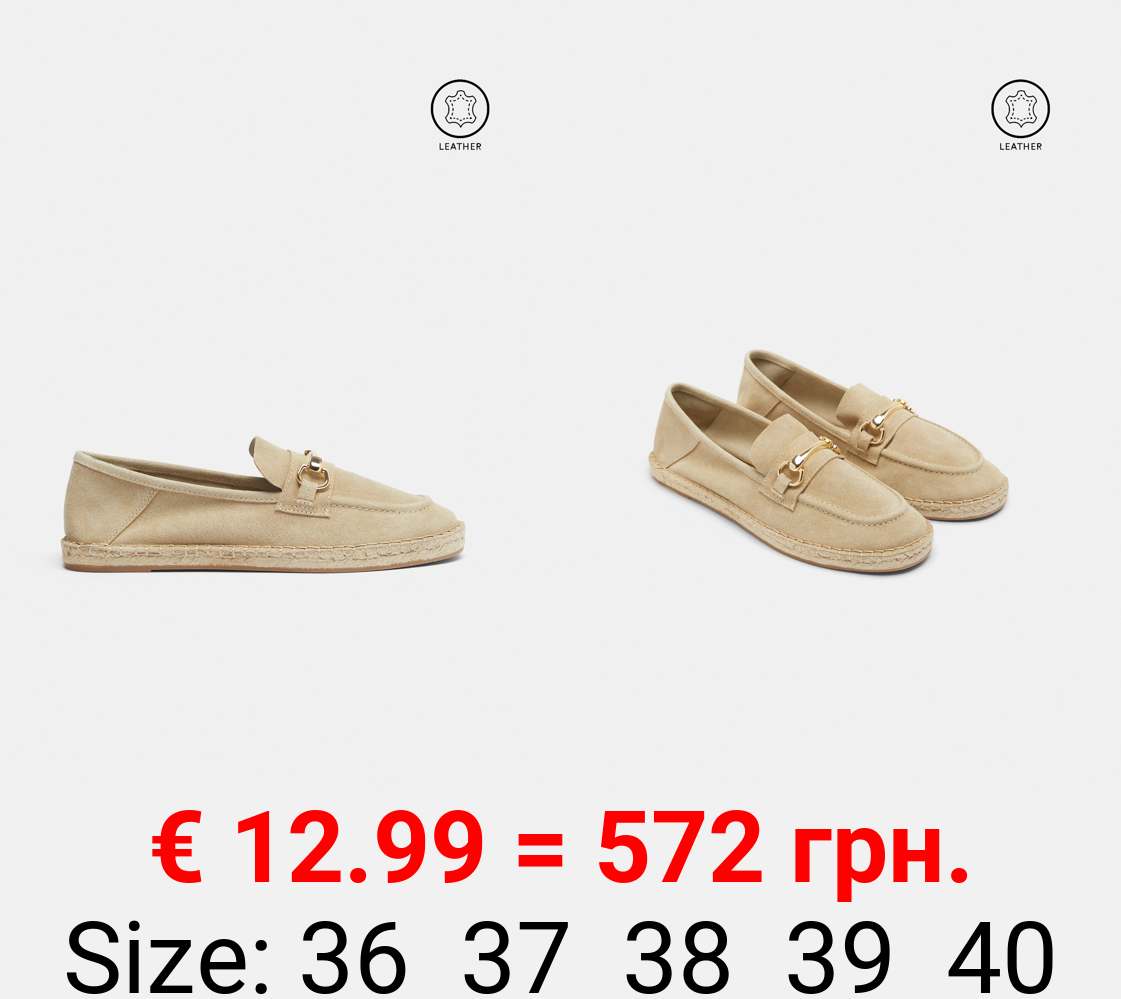 Leather espadrilles with buckle