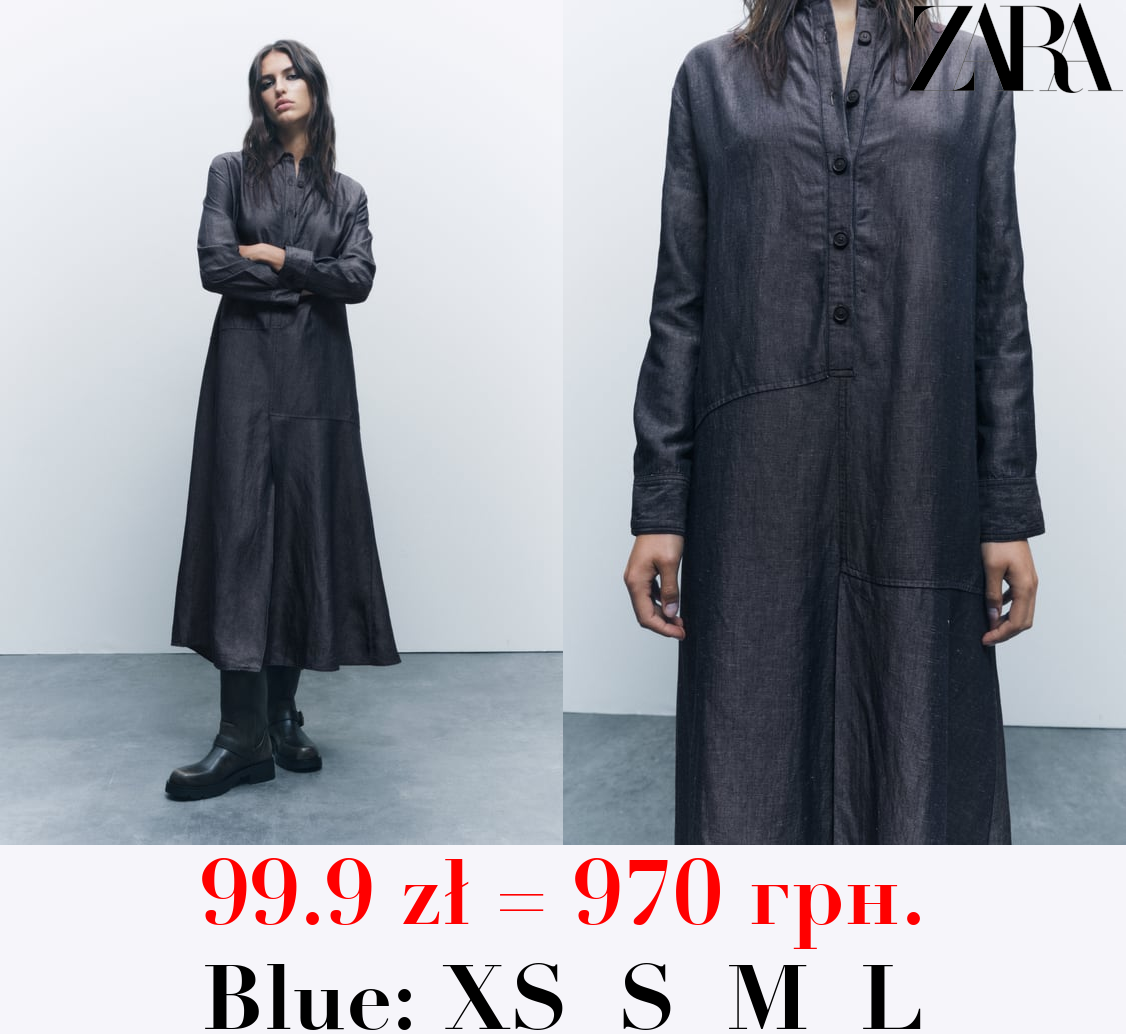 ZW COLLECTION LINEN BLEND SHIRT DRESS