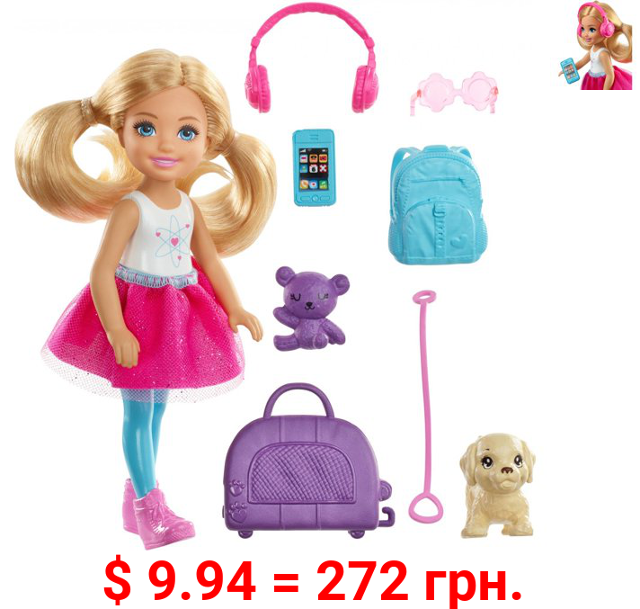 Barbie Chelsea Doll & Travel Set with Puppy & Accessories