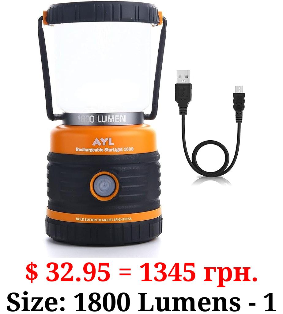 LED Camping Lantern Rechargeable, 1800LM, 4 Light Modes, 4400mAh Power Bank, IP44 Waterproof, Perfect Lantern Flashlight for Hurricane, Emergency, Power Outages, Home and More, USB Cable Included