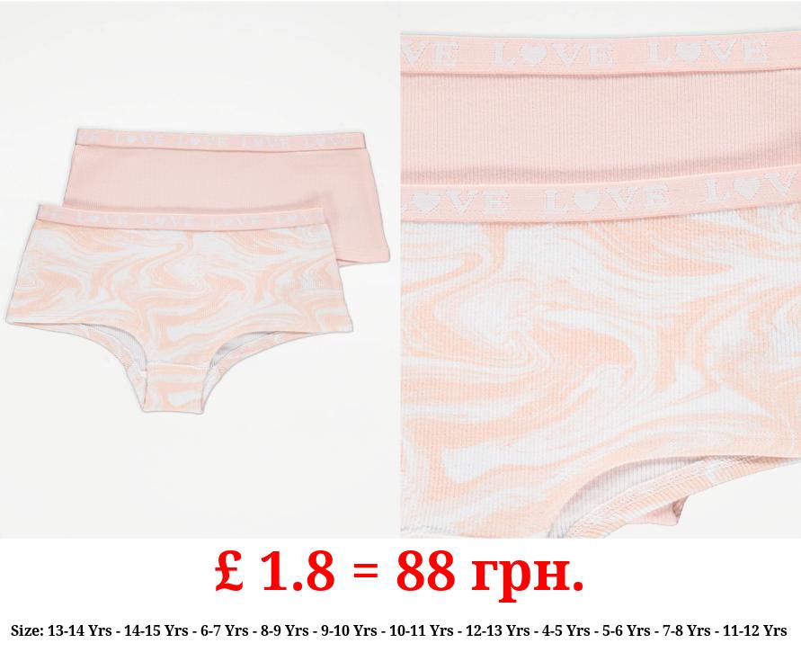 Light Pink Ribbed Marble Shorts 2 Pack