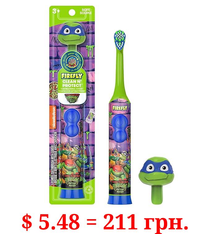 Firefly Clean N' Protect Teenage Mutant Ninja Turtles Power Toothbrush with 3D Character Cover, Soft Bristles, Battery Included, Ages 3+, 1+1