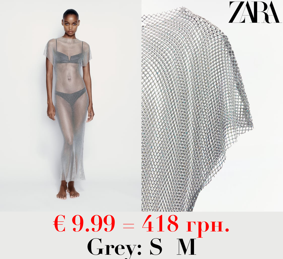 MESH MIDI DRESS WITH RHINESTONES