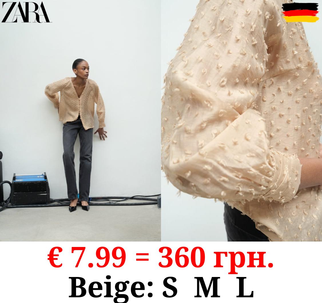 SEMI-SHEER DOTTED MESH BLOUSE