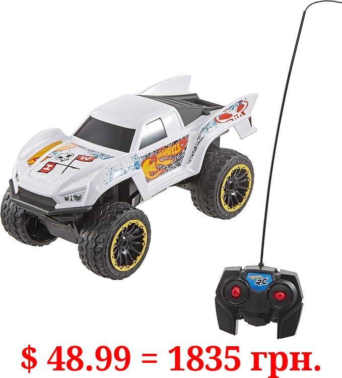 Hot Wheels RC White Ford F-150, Full-Function Remote-Control Toy Truck, Large Wheels & High-Performance Engine, 2.4 Ghz with Range of 65Ft