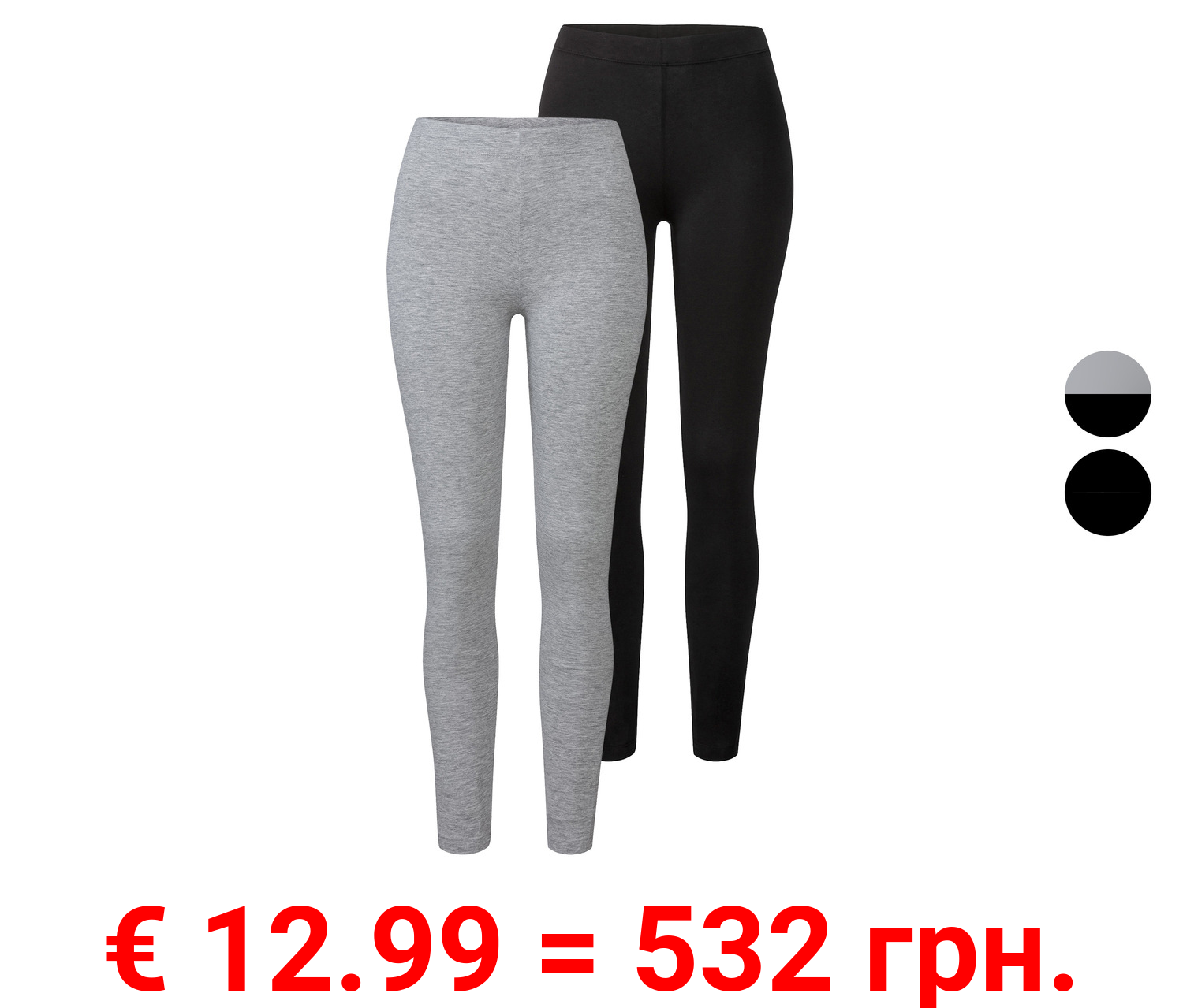 esmara® Damen Leggings, 2 Stück, normale Leibhöhe