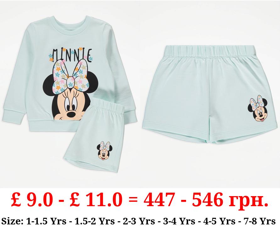 Disney Minnie Mouse Mint Green Sweatshirt and Shorts Outfit