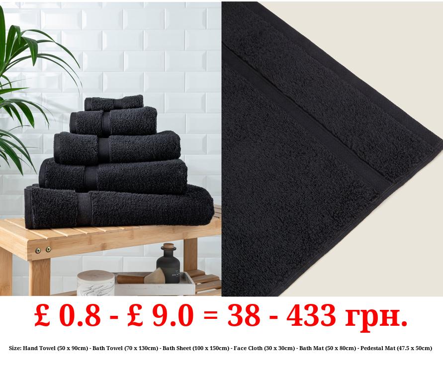 Black Super Soft Cotton Towel & Bath Mat Range