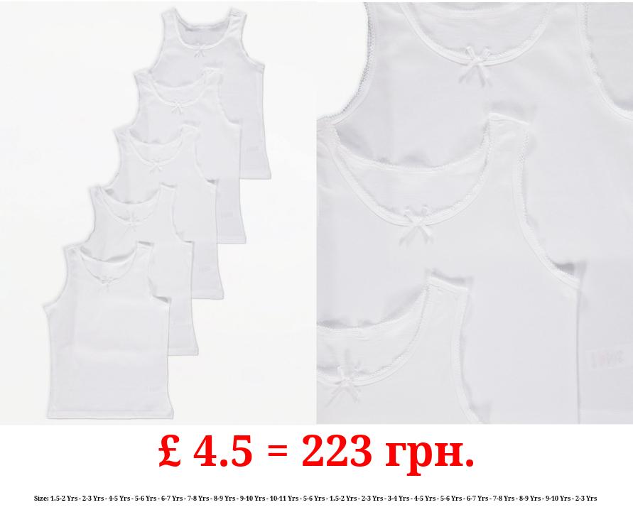 White Plain Vests with Bow 5 Pack