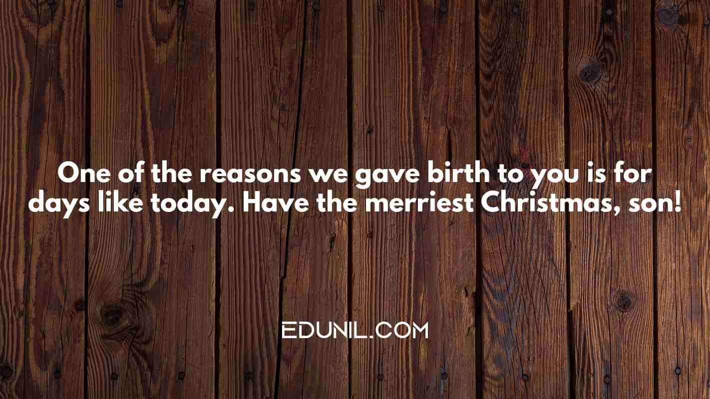 One of the reasons we gave birth to you is for days like today. Have the merriest Christmas, son! - 
