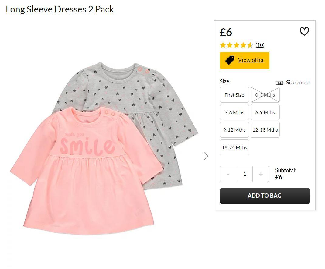 asda baby tops