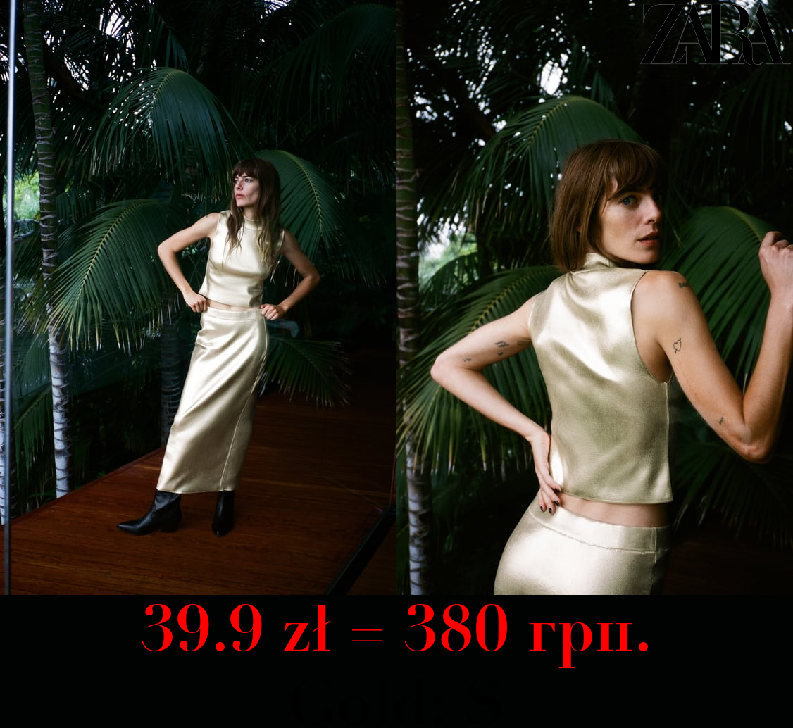 METALLIC MOCK NECK TOP