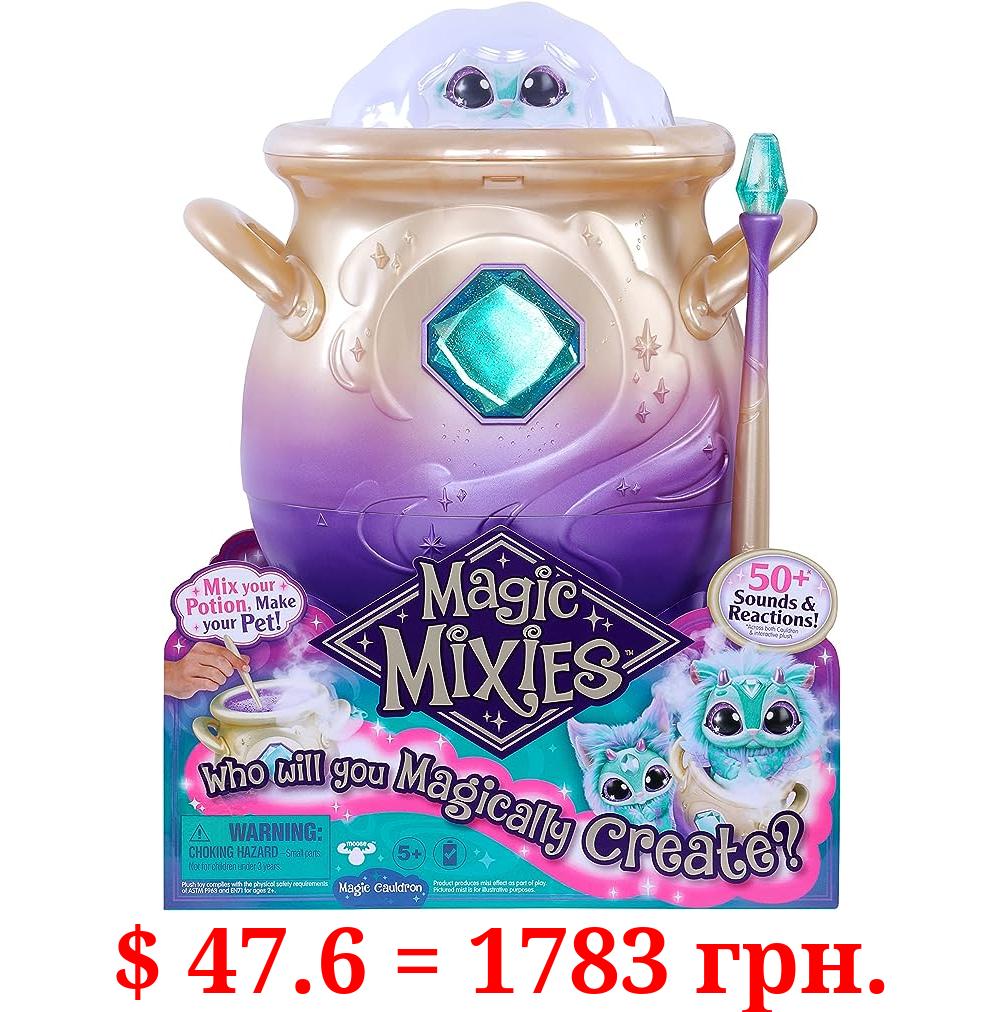 Magic Mixies Magical Misting Cauldron with Interactive 8 inch Blue Plush Toy and 50+ Sounds and Reactions, Multicolor