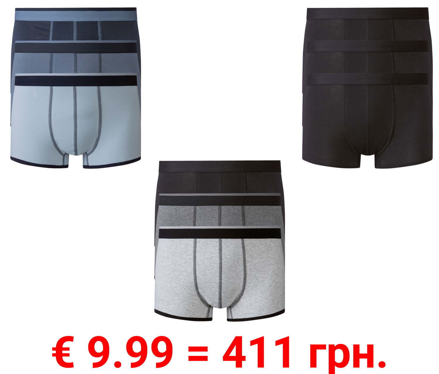 LIVERGY® Herren Boxer, 3 Stück, hoher Baumwollanteil