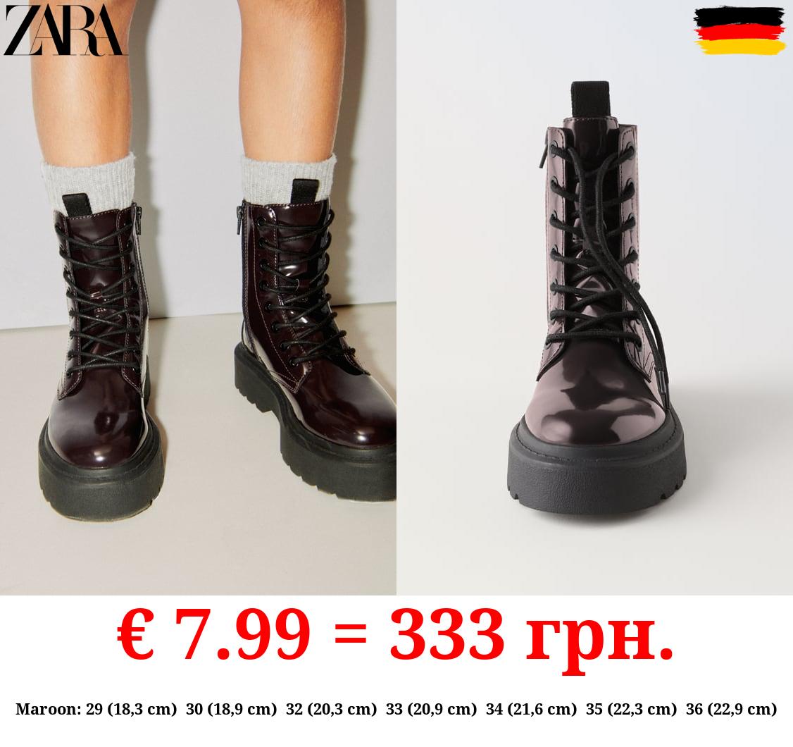 FAUX PATENT ANKLE BOOTS