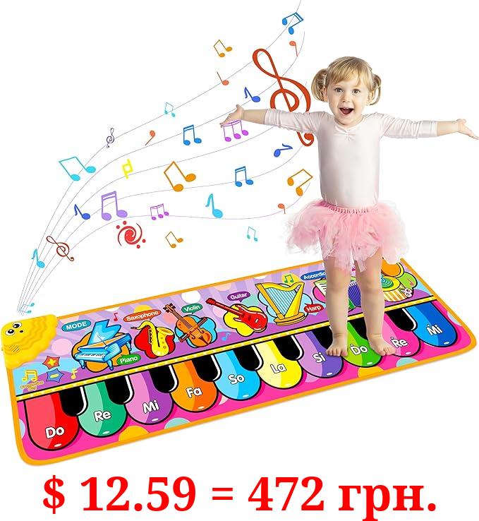 Baby Musical Mats with 25 Music Sounds, Musical Toys Floor Piano Keyboard Mat for Toddlers, Kids Dance Mat Carpet Blanket Touch Playmat Early Education Baby Toys Gift for 1 2 3 4 5 Year Old Boys Girls