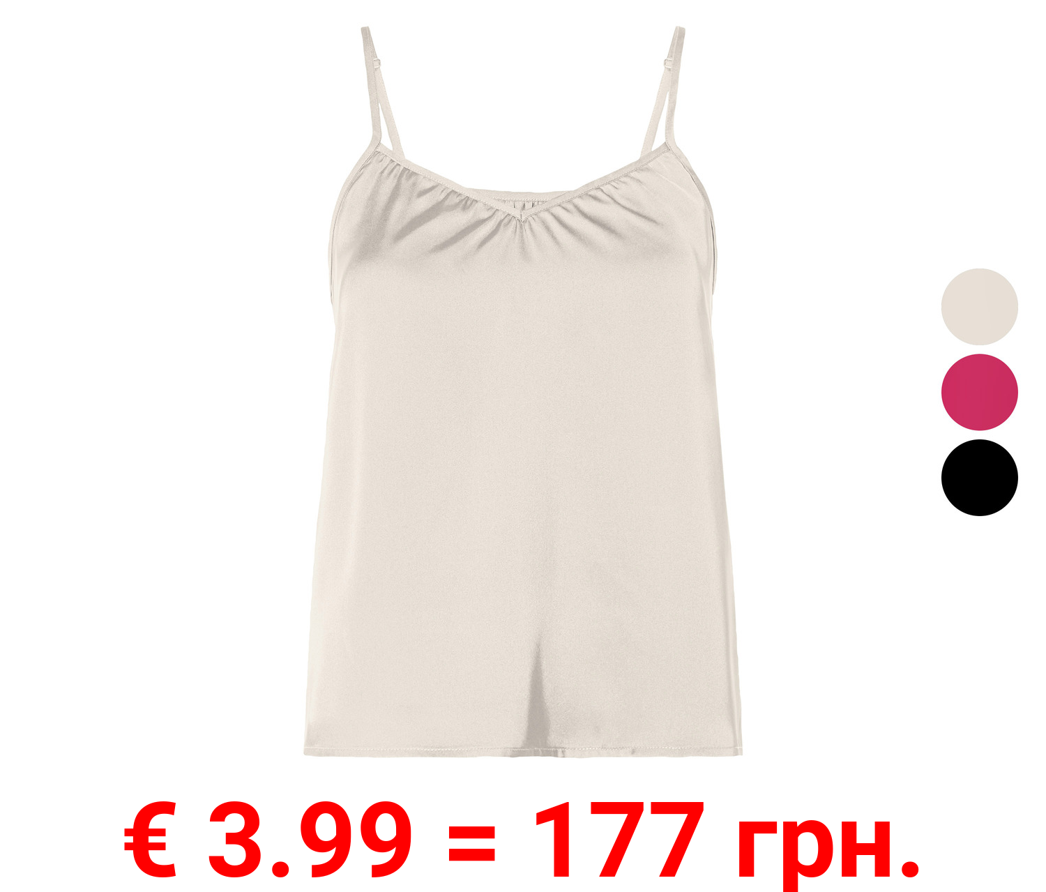 esmara® Damen Satin-Spaghettitop, leger geschnitten