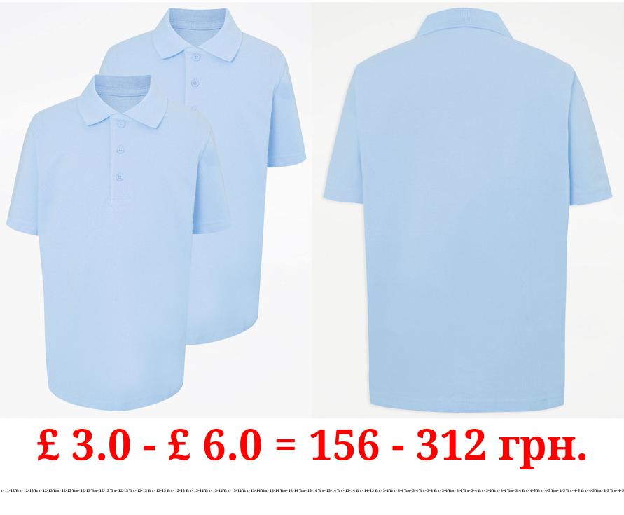 Light Blue Short Sleeve School Polo Shirts 2 Pack