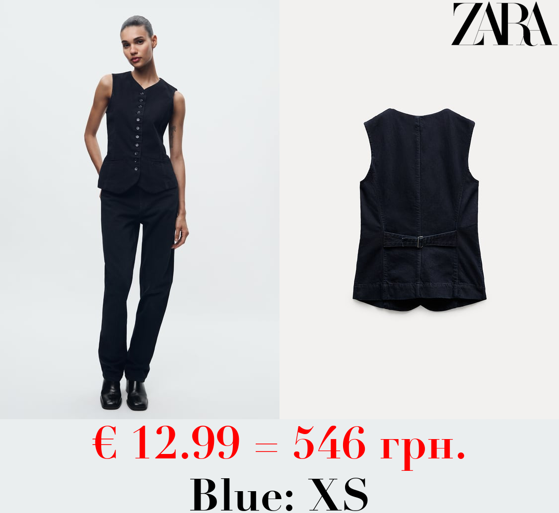 ZW COLLECTION FITTED DENIM WAISTCOAT